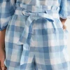 Seed Heritage Shorts-Linen Check Tie Short Deep Navy Check