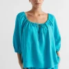 Seed Heritage T-Shirts & Tops-Linen Drawstring Top Peacock Blue
