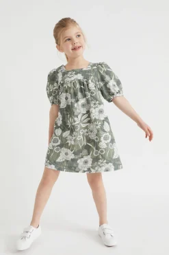 Seed Heritage Dresses-Linen Dress Eucalyptus