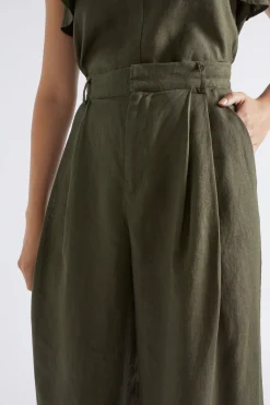 Seed Heritage Pants-Linen Palazzo Pant Dark Fern