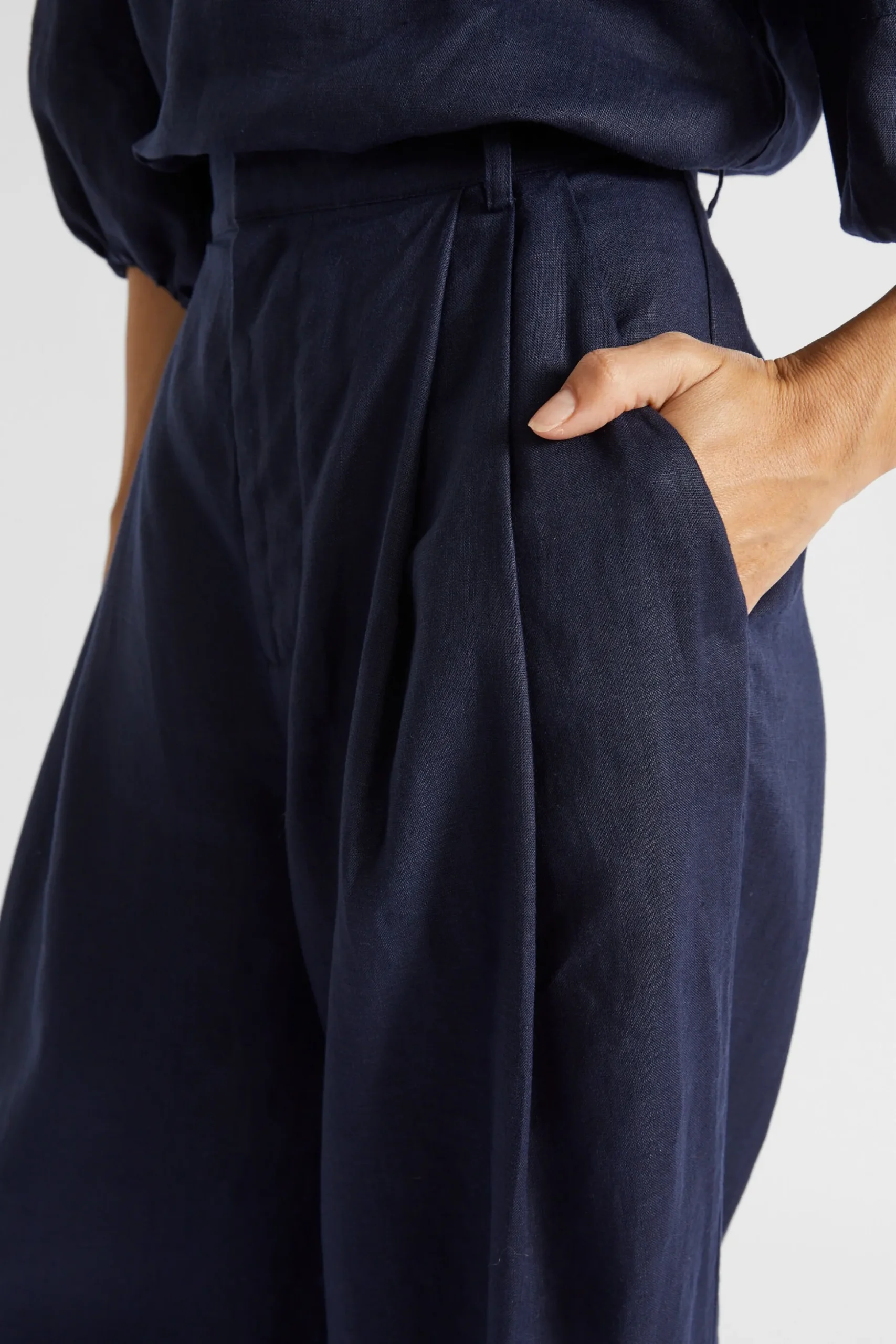 Seed Heritage Pants-Linen Palazzo Pant Midnight Sky