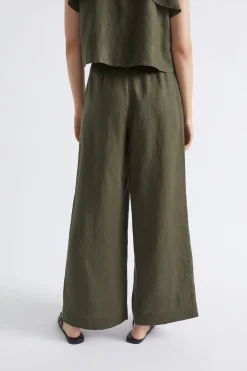Seed Heritage Pants-Linen Palazzo Pant Dark Fern