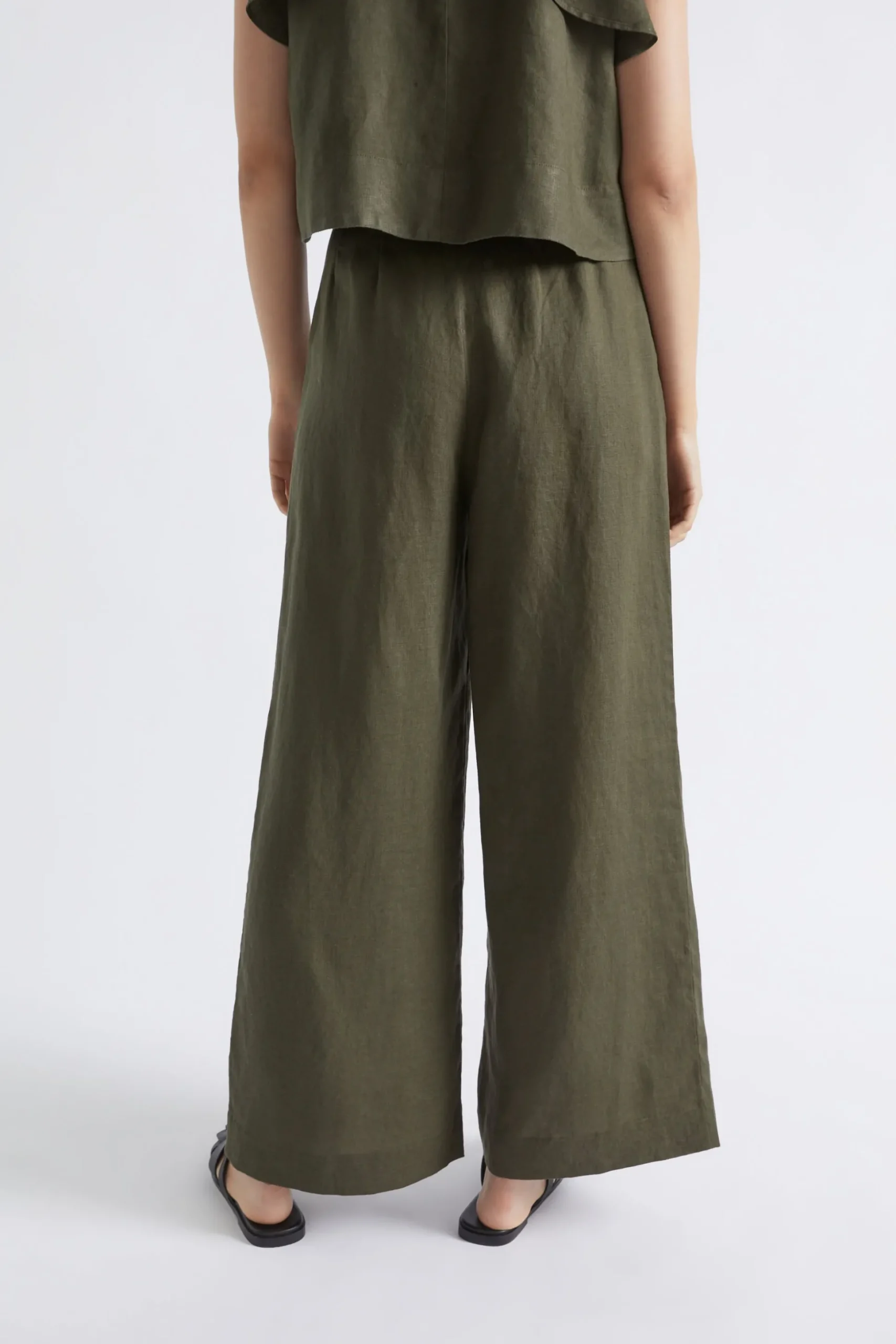 Seed Heritage Pants-Linen Palazzo Pant Dark Fern