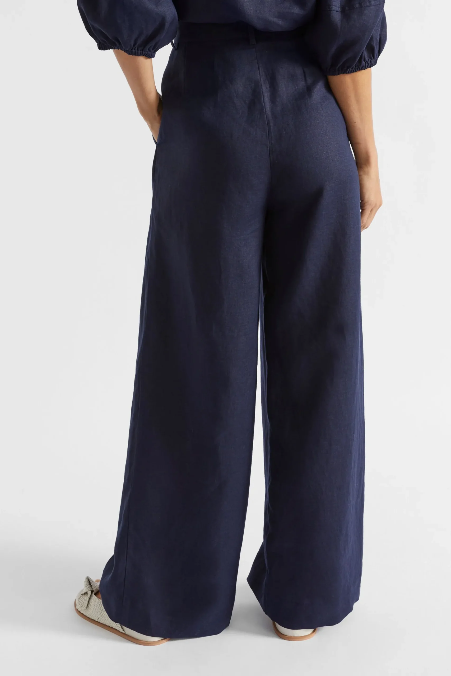 Seed Heritage Pants-Linen Palazzo Pant Midnight Sky