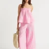 Seed Heritage Pants-Linen Pintuck Culotte Soft Orchid