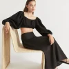 Seed Heritage T-Shirts & Tops-Linen Pintuck Detail Top Black