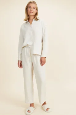 Seed Heritage Sleepwear-Linen Pyjama Shirt Flax Cross Dye