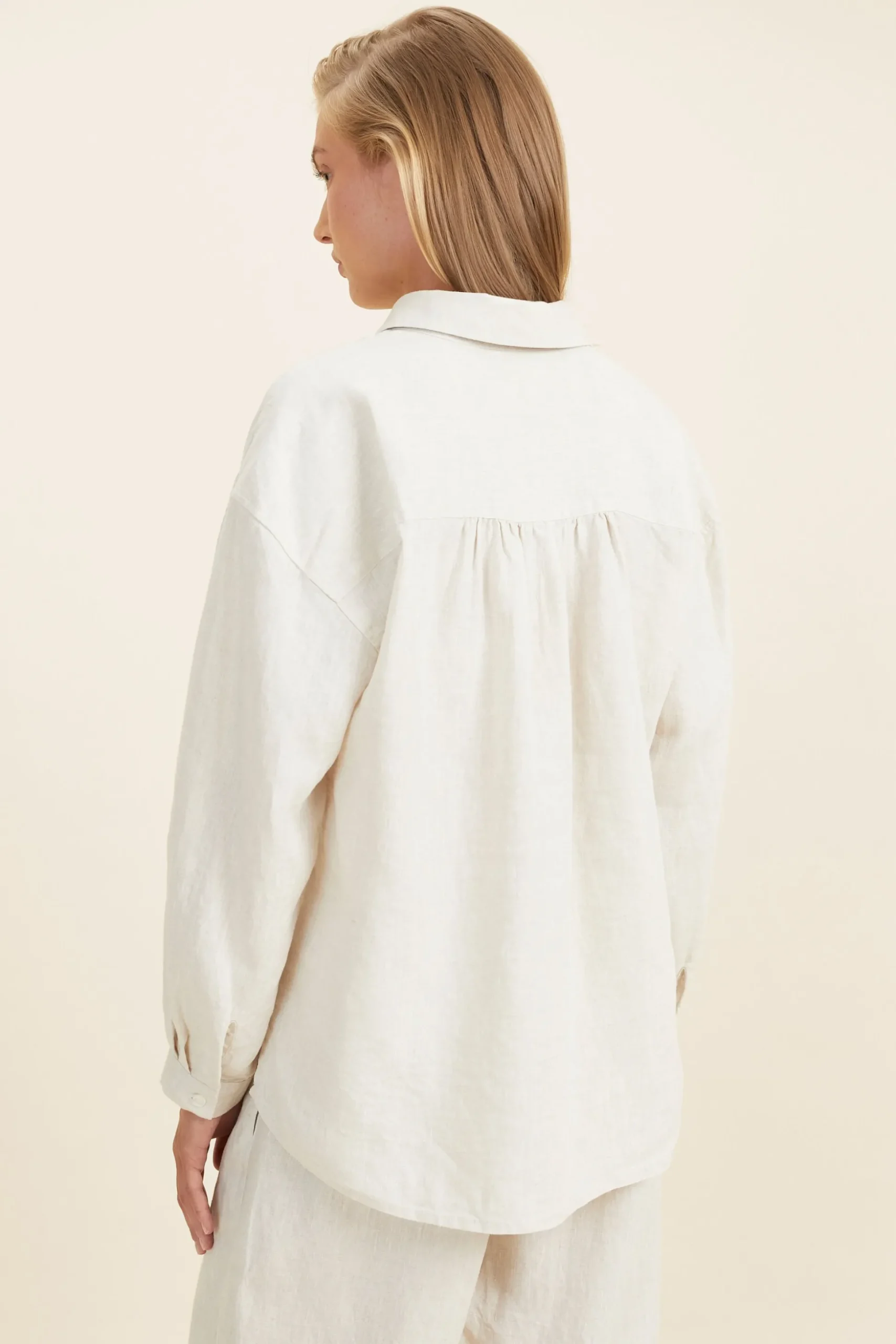 Seed Heritage Sleepwear-Linen Pyjama Shirt Flax Cross Dye