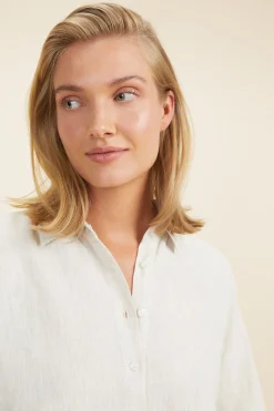 Seed Heritage Sleepwear-Linen Pyjama Shirt Flax Cross Dye