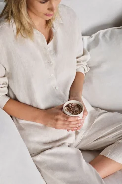 Seed Heritage Sleepwear-Linen Pyjama Shirt Flax Cross Dye