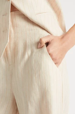 Seed Heritage Pants-Linen Stripe High Waist Pant Magnolia Stripe