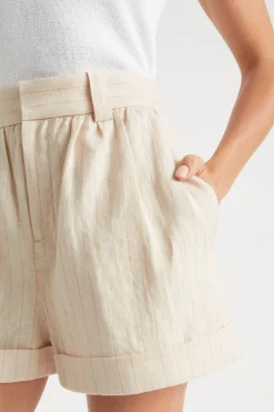 Seed Heritage Shorts-Linen Stripe Short Magnolia Stripe