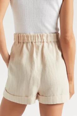 Seed Heritage Shorts-Linen Stripe Short Magnolia Stripe