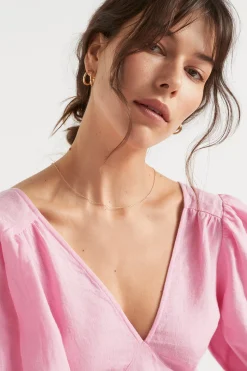 Seed Heritage Dresses-Linen Tie Back Mini Dress Soft Orchid