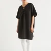 Seed Heritage Scarves & Kaftans-Linen Tie Up Kaftan Black
