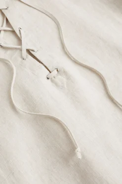 Seed Heritage Scarves & Kaftans-Linen Tie Up Kaftan Natural