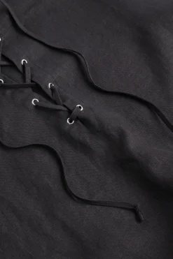 Seed Heritage Scarves & Kaftans-Linen Tie Up Kaftan Black