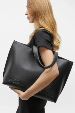 Seed Heritage Tote Bags-Logo Detail Tote Black