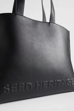 Seed Heritage Tote Bags-Logo Detail Tote Black