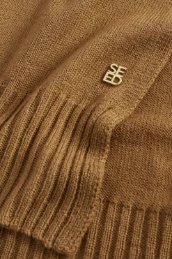 Seed Heritage Scarves & Kaftans-Logo Detail Wool Scarf Deep Brass