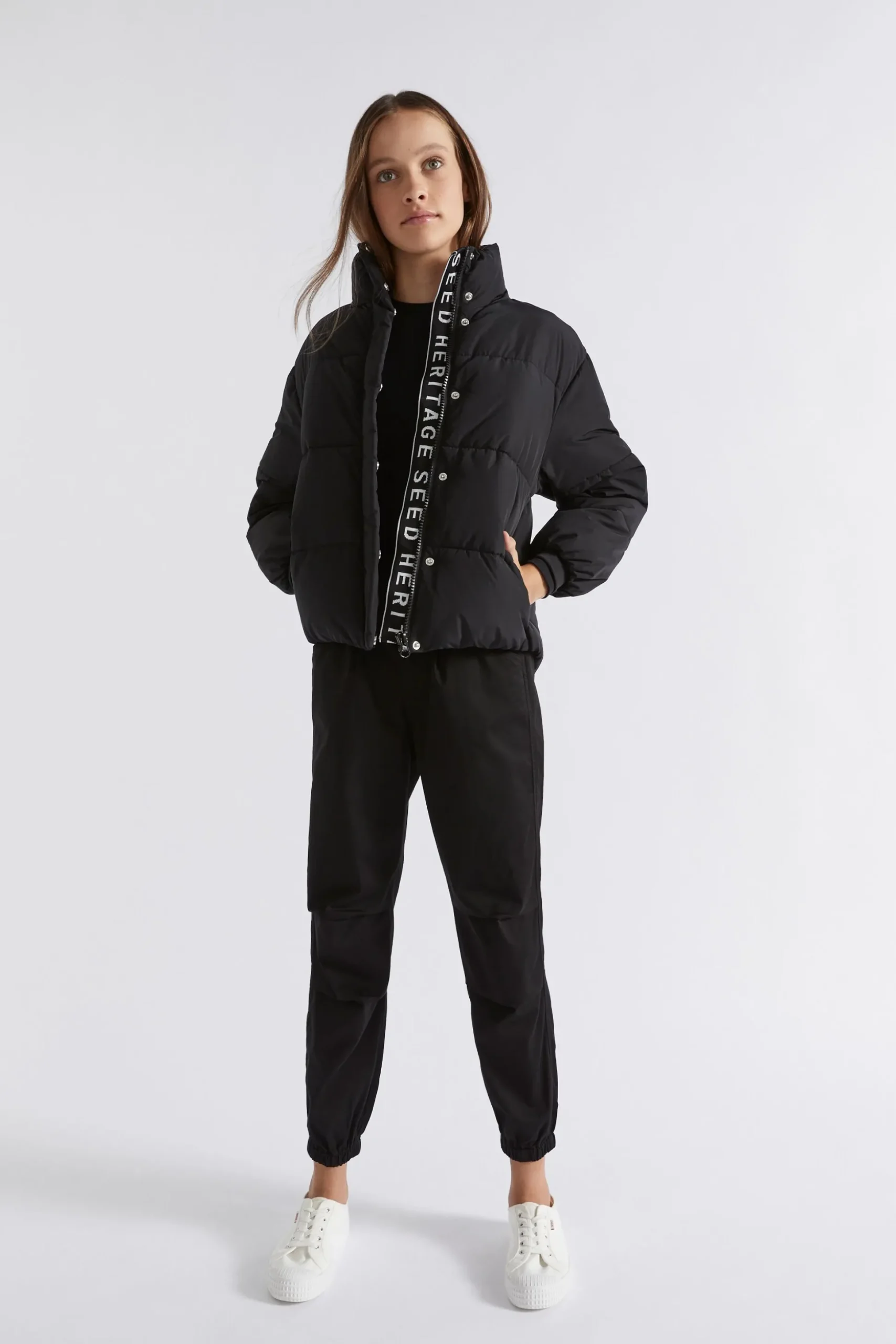 Seed Heritage Jackets & Vests-Logo Puffa Jacket Black