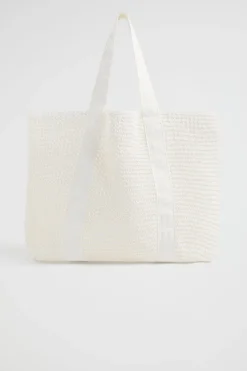 Seed Heritage Beach Bags-Logo Straw Tote White