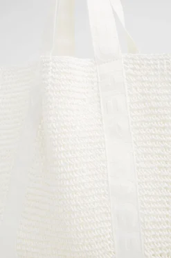 Seed Heritage Beach Bags-Logo Straw Tote White