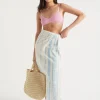 Seed Heritage Scarves & Kaftans-Logo Stripe Beach Wrap Bluebell Stripe