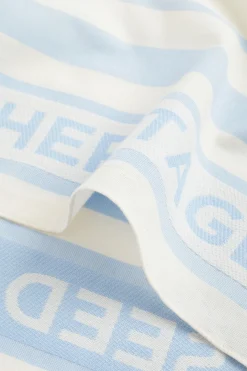 Seed Heritage Scarves & Kaftans-Logo Stripe Beach Wrap Bluebell Stripe