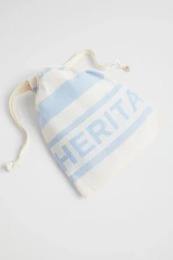 Seed Heritage Scarves & Kaftans-Logo Stripe Beach Wrap Bluebell Stripe