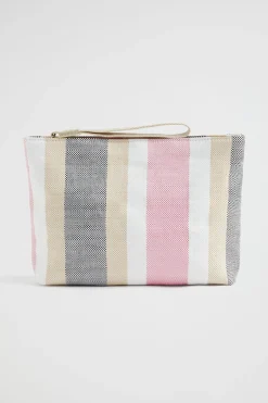Seed Heritage Clutches & Pouches-Logo Stripe Pouch Soft Orchid Multi