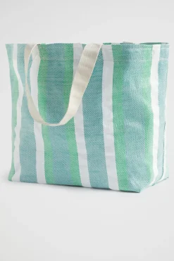 Seed Heritage Beach Bags-Logo Stripe Tote Deep Teal Stripe