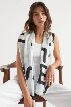 Seed Heritage Scarves & Kaftans-Logo Summer Scarf Navy Logo