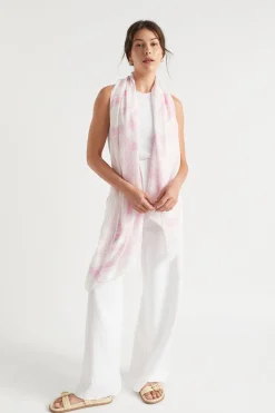 Seed Heritage Scarves & Kaftans-Logo Summer Scarf Soft Orchid Logo