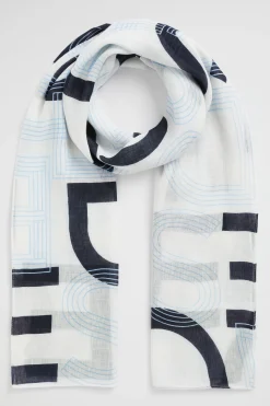 Seed Heritage Scarves & Kaftans-Logo Summer Scarf Navy Logo