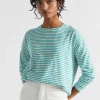 Seed Heritage T-Shirts & Tops-Long Sleeve Stripe Top Peacock Vanilla Stripe