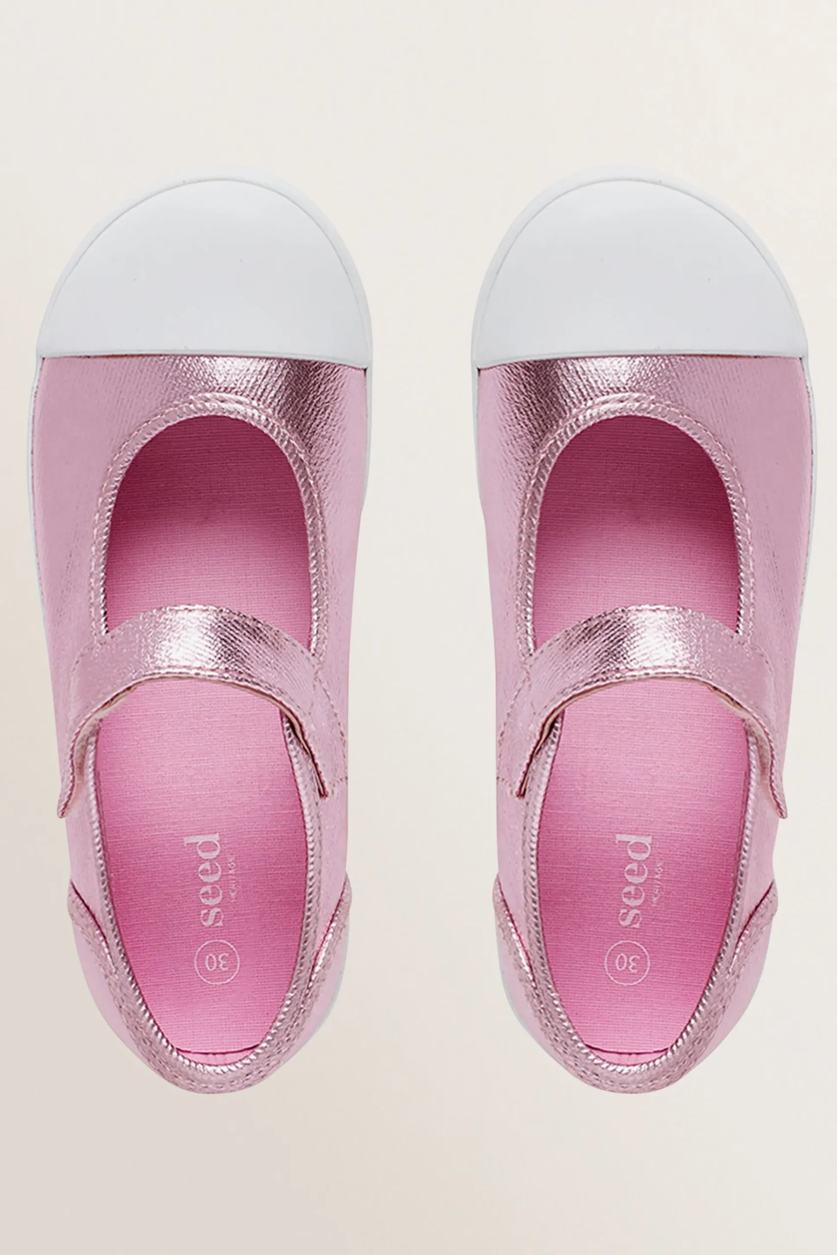 Seed Heritage Mary Janes-Mary Jane Canvas Shoes Pink Metallic