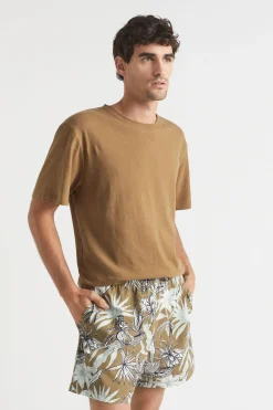 Seed Heritage Shorts-Mens Floral Beach Short Tobacco
