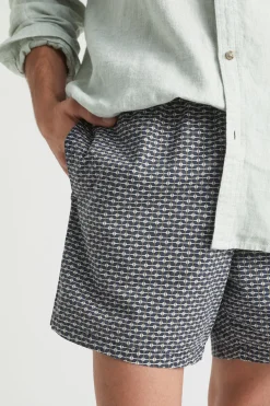 Seed Heritage Shorts-Mens Geo Beach Short Midnight Blue