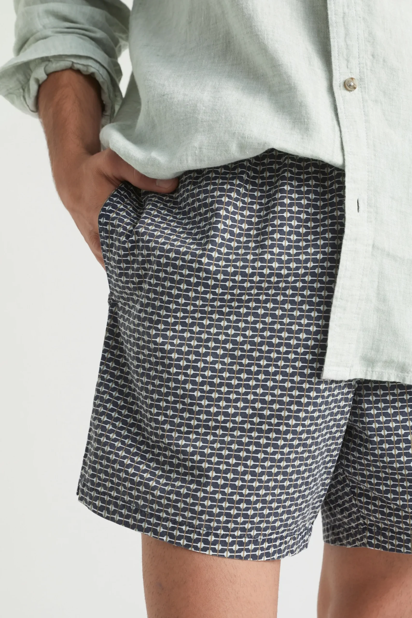 Seed Heritage Shorts-Mens Geo Beach Short Midnight Blue