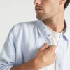 Seed Heritage Shirts-Mens Linen Shirt Powder Blue