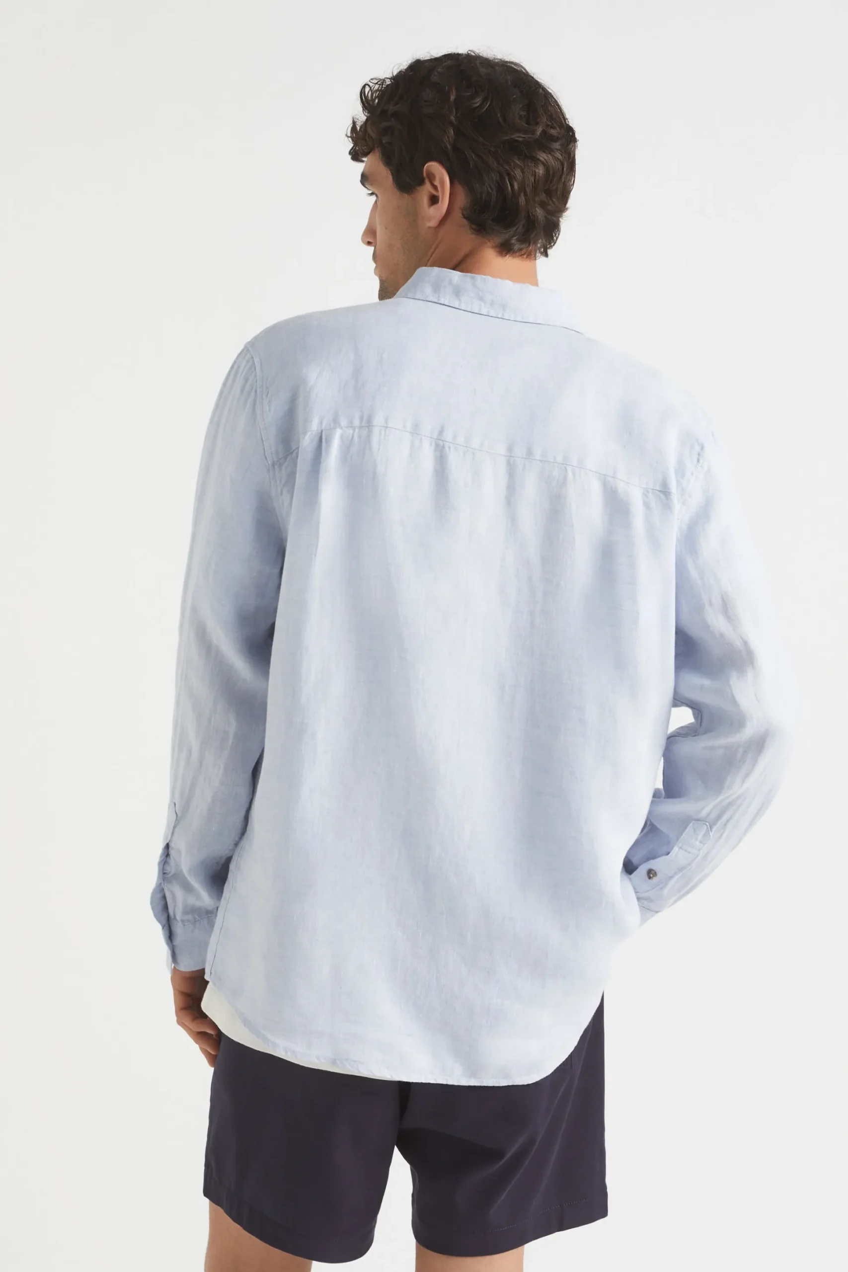 Seed Heritage Shirts-Mens Linen Shirt Powder Blue