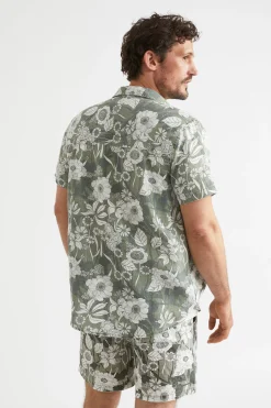 Seed Heritage Shirts-Mens Linen Shirt Eucalyptus