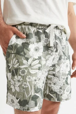 Seed Heritage Shorts-Mens Linen Short Eucalyptus