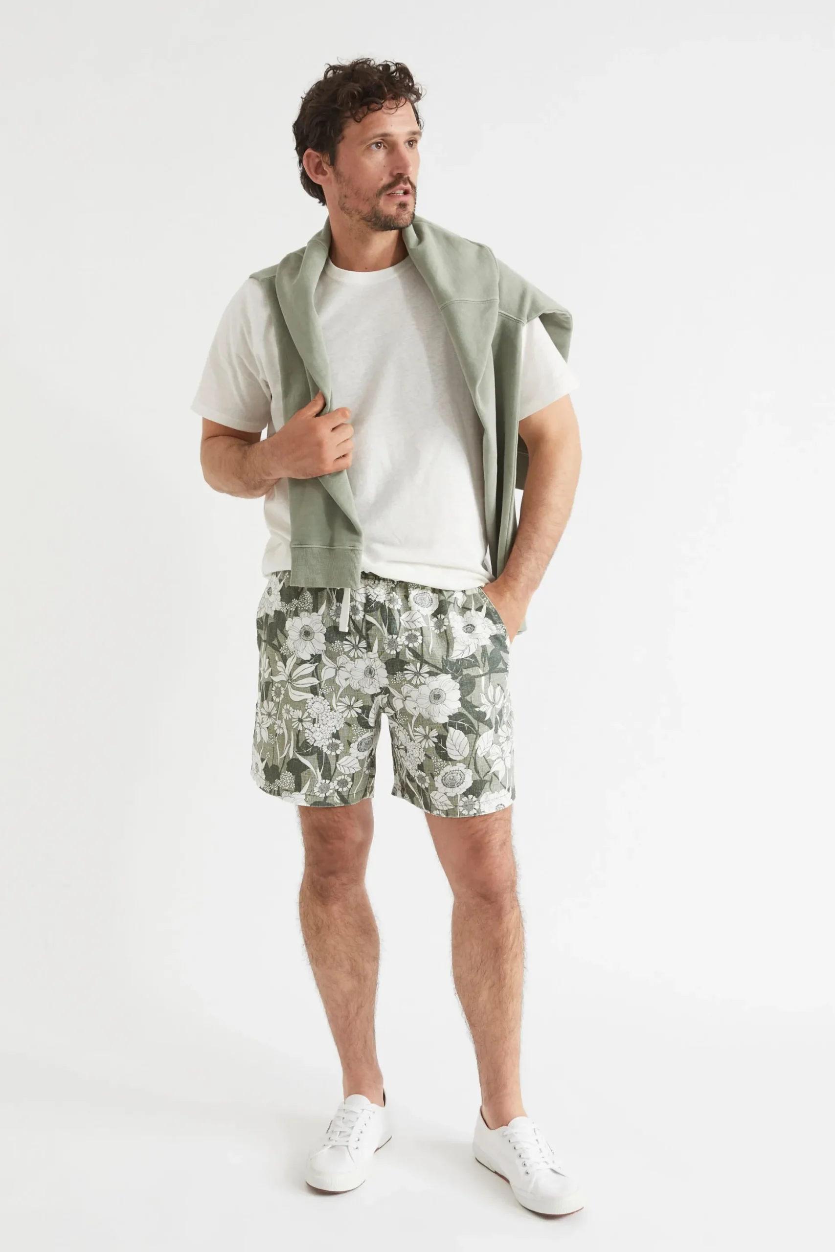 Seed Heritage Shorts-Mens Linen Short Eucalyptus