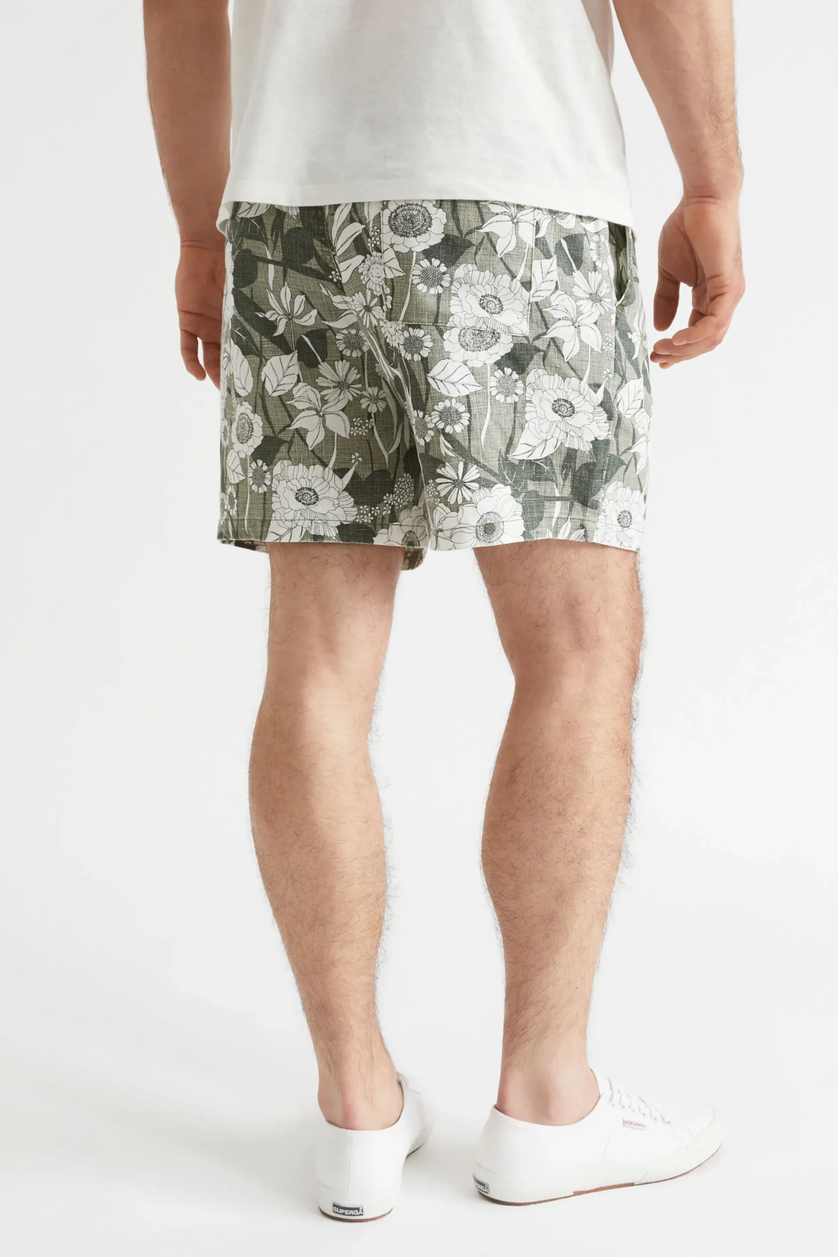 Seed Heritage Shorts-Mens Linen Short Eucalyptus