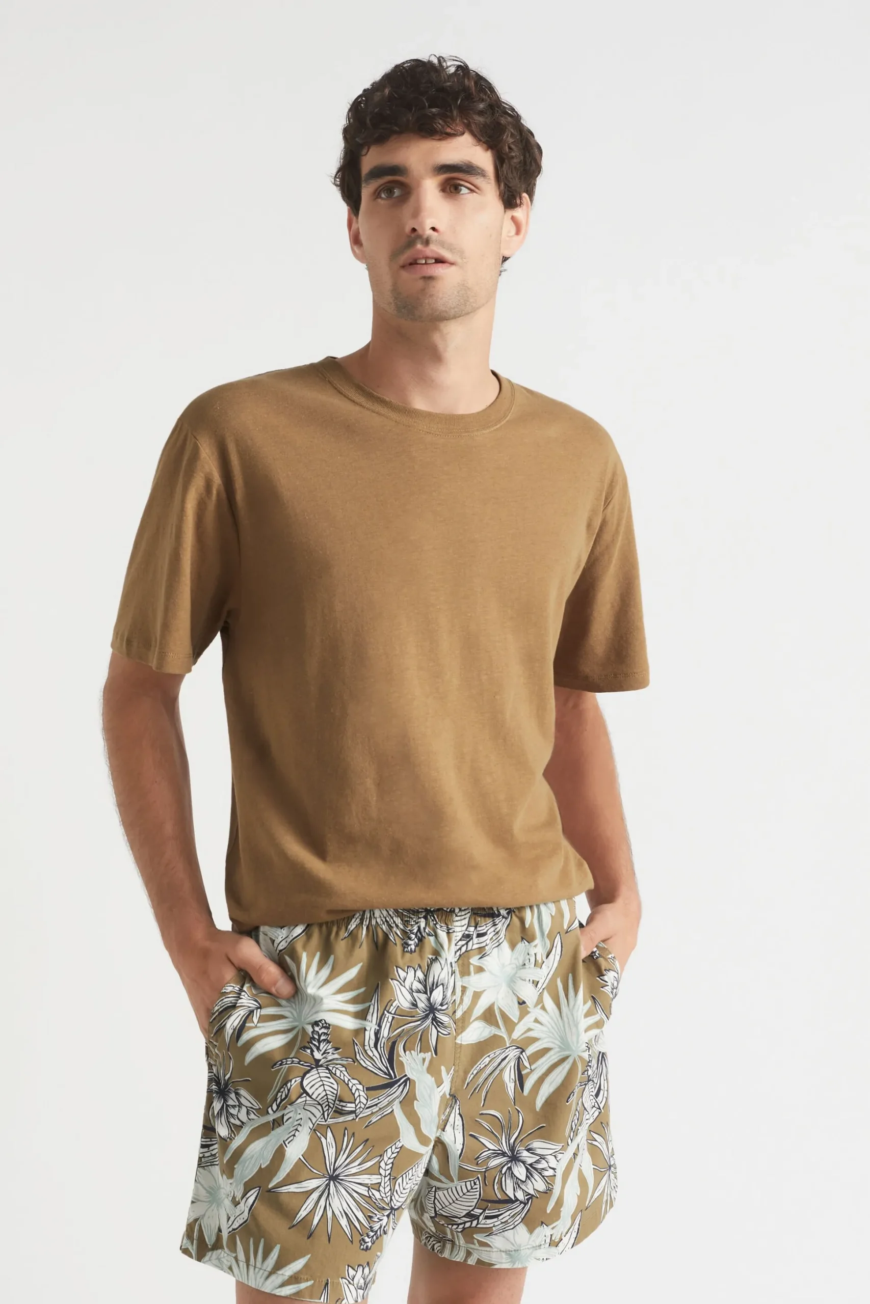 Seed Heritage T-Shirts & Sweaters-Mens Linen Tee Tobacco