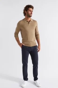 Seed Heritage T-Shirts & Sweaters-Merino Knitted Polo Almond