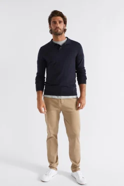 Seed Heritage T-Shirts & Sweaters-Merino Knitted Polo Midnight Blue