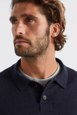 Seed Heritage T-Shirts & Sweaters-Merino Knitted Polo Midnight Blue